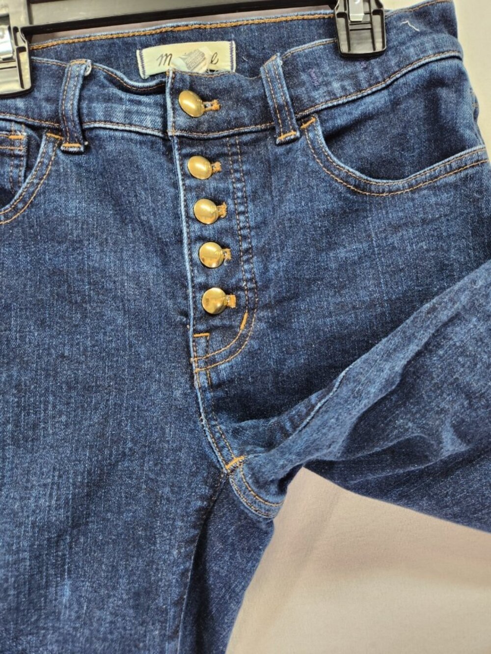 Madewell Womens 25  (26x25) Kick Out Jeans Button Fly Dark Wash Flare Crop Denim - Picture 9 of 16